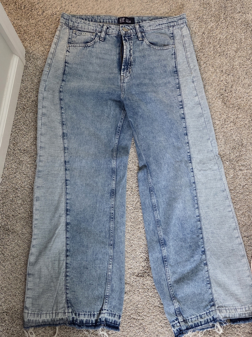 GAP Two-Tone Light Blue Panel Wide-Leg Jeans